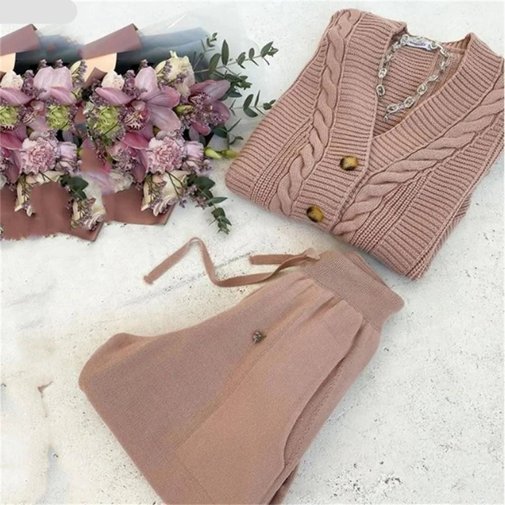 Chunky Knit Sweater and Pants Set K1110