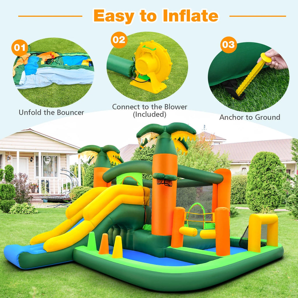 8-in-1 Inflatable Bounce Castle with 950W Blower Q35293