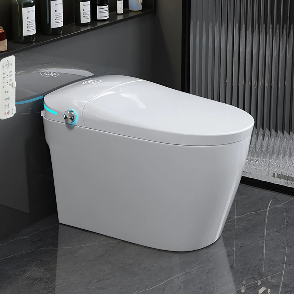 Smart Toilet with Bidet, Auto Open/Close Lid, Auto-Flush, Heater, Remote Control and Water Tank C86243