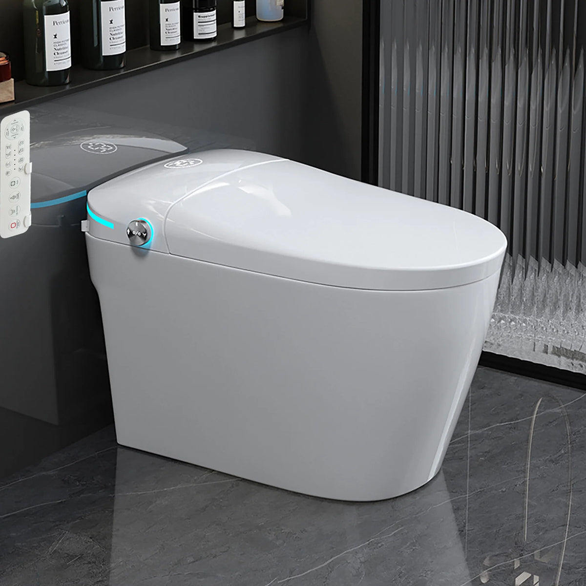 Smart Toilet with Bidet, Auto Open/Close Lid, Auto-Flush, Heater, Remote Control and Water Tank C86243