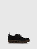 Black Recycled Linen Lace-Up Trainers H23113