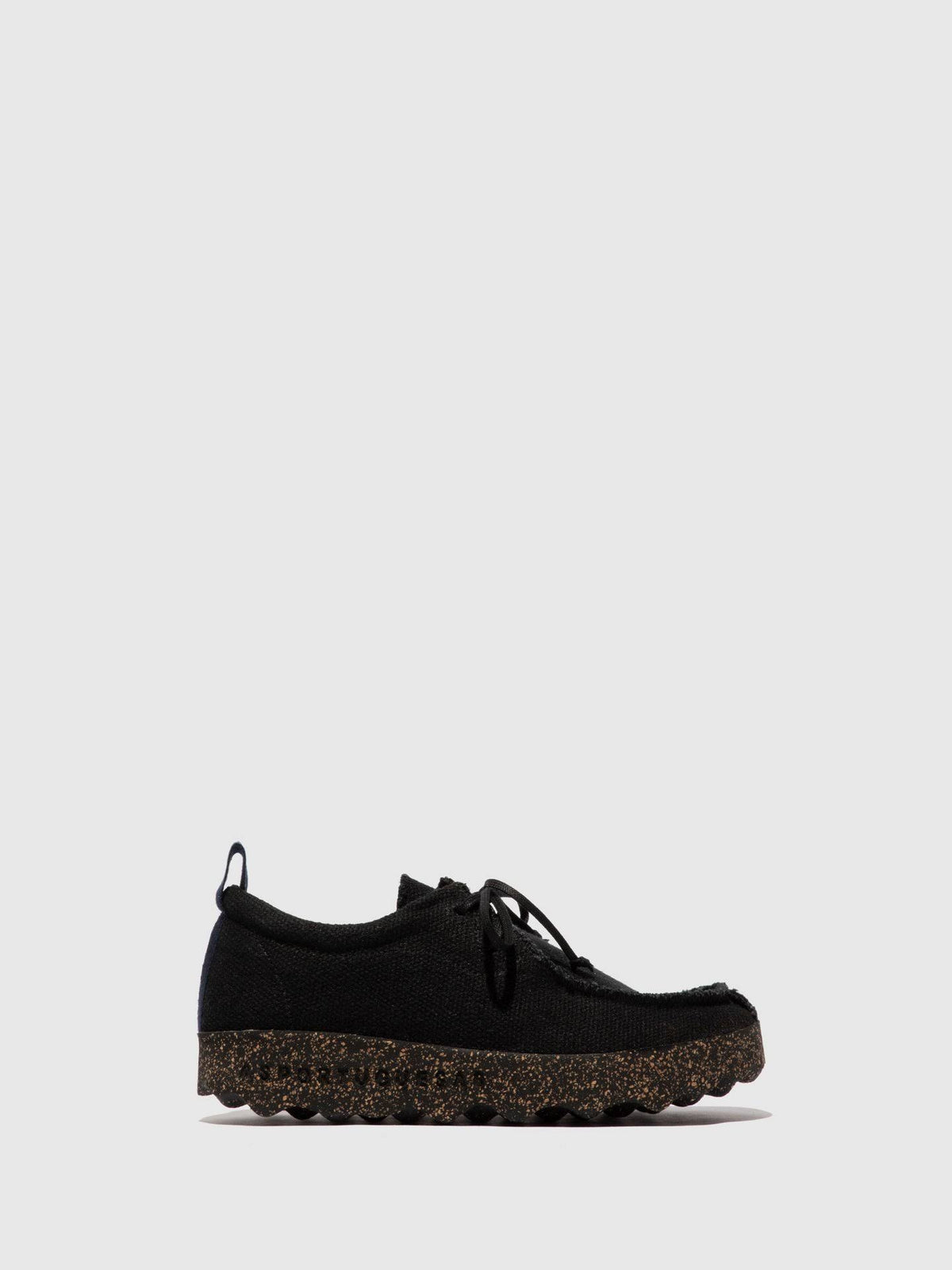 Black Recycled Linen Lace-Up Trainers H23113
