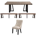 4 Piece Wood Dining Table Chairs & Bench Set Q322288