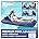 Navy Aqua White Stripe Inflatable Pool Float Lounge with Sunshade Canopy and Cupholder G505195