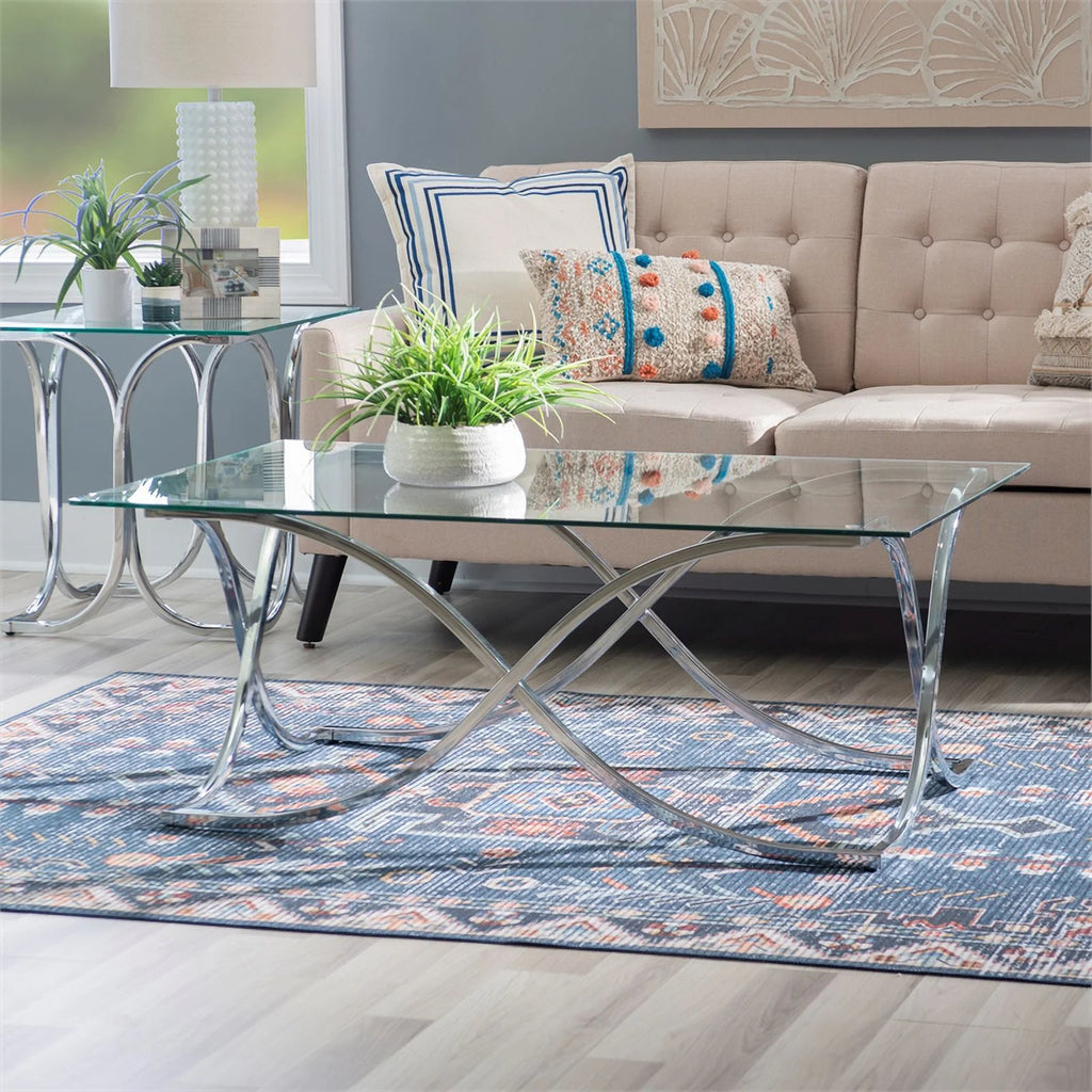 Glass Coffee and 2 End Table Set with Twisted Legs N108925