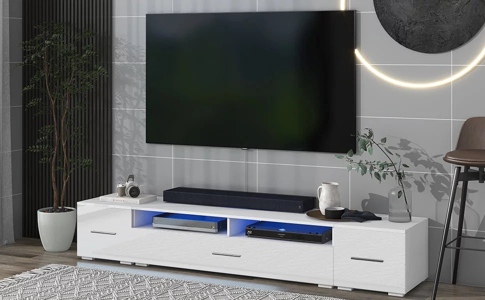 White TV Stand with LED Lights C857433