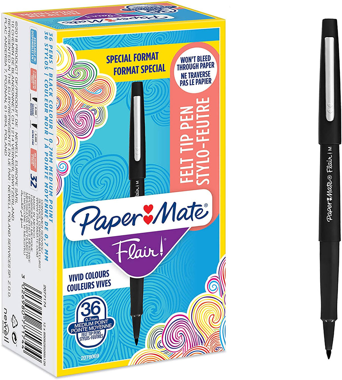 Black Felt Tip Pens, Medium Point (0.7mm), 36 Count U87084