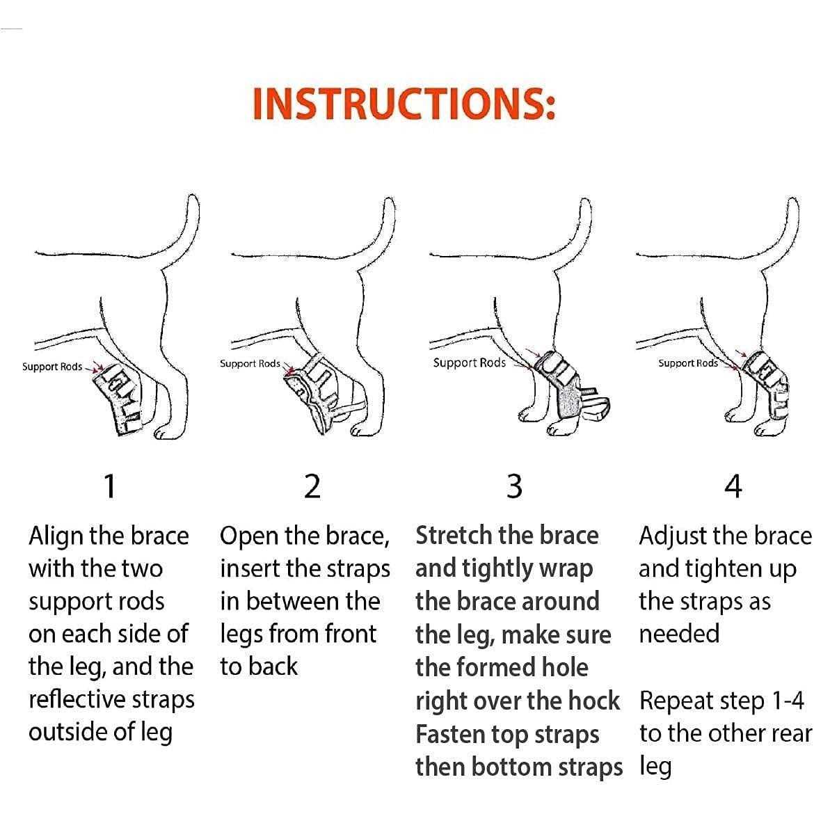 3-in-1 Dog Rear Leg Support Splint Braces I35843