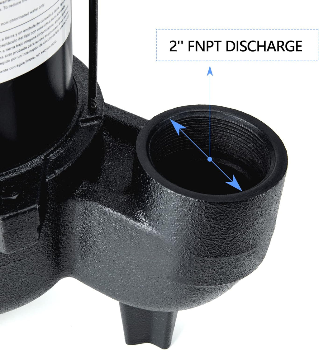 Cast iron submersible sewage pump with 10 ft. piggy back tether float switch F590