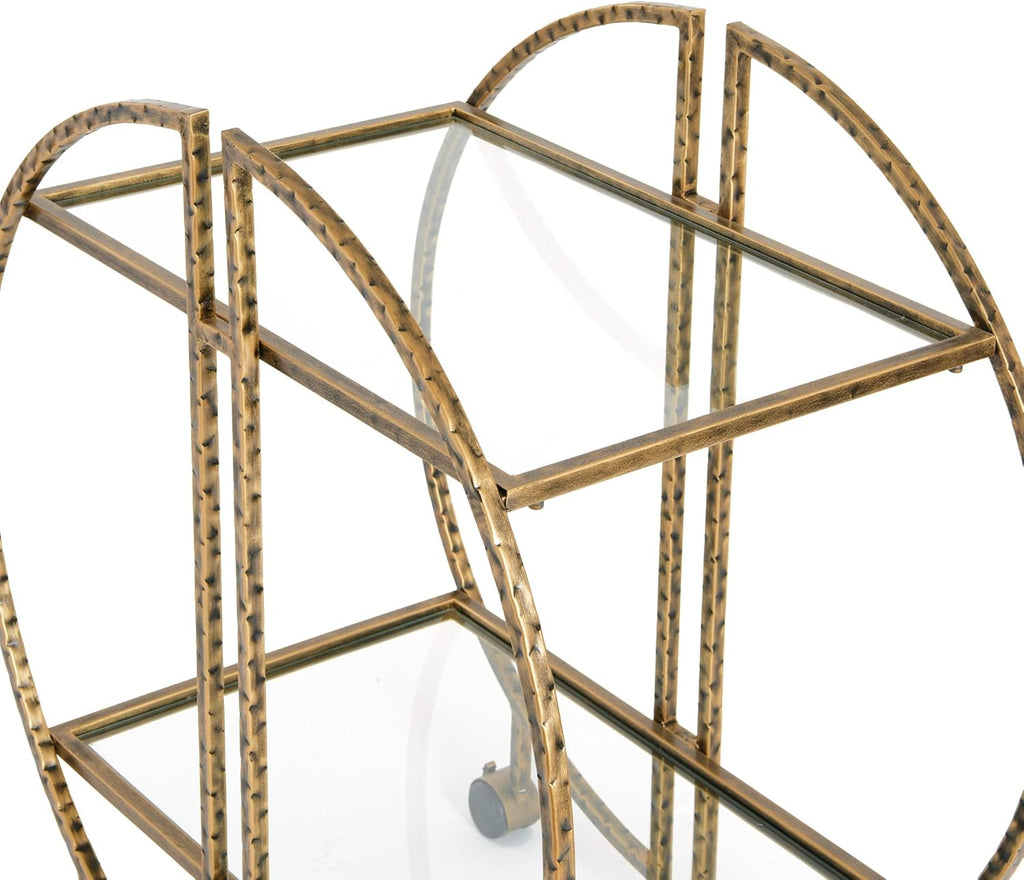 Hammered Brass Round Bar Cart B1195