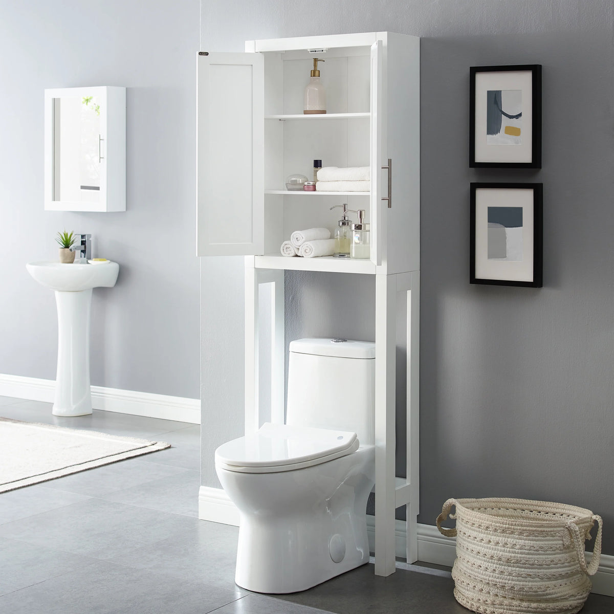 White/Nickel Wood/Metal Spacesaver D984