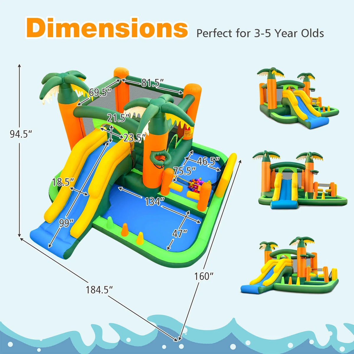 8-in-1 Inflatable Bounce Castle with 950W Blower Q35293