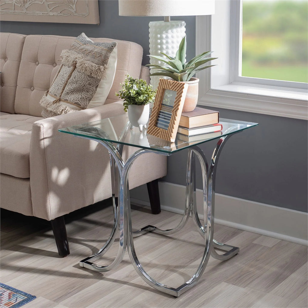 Glass Coffee and 2 End Table Set with Twisted Legs N108925