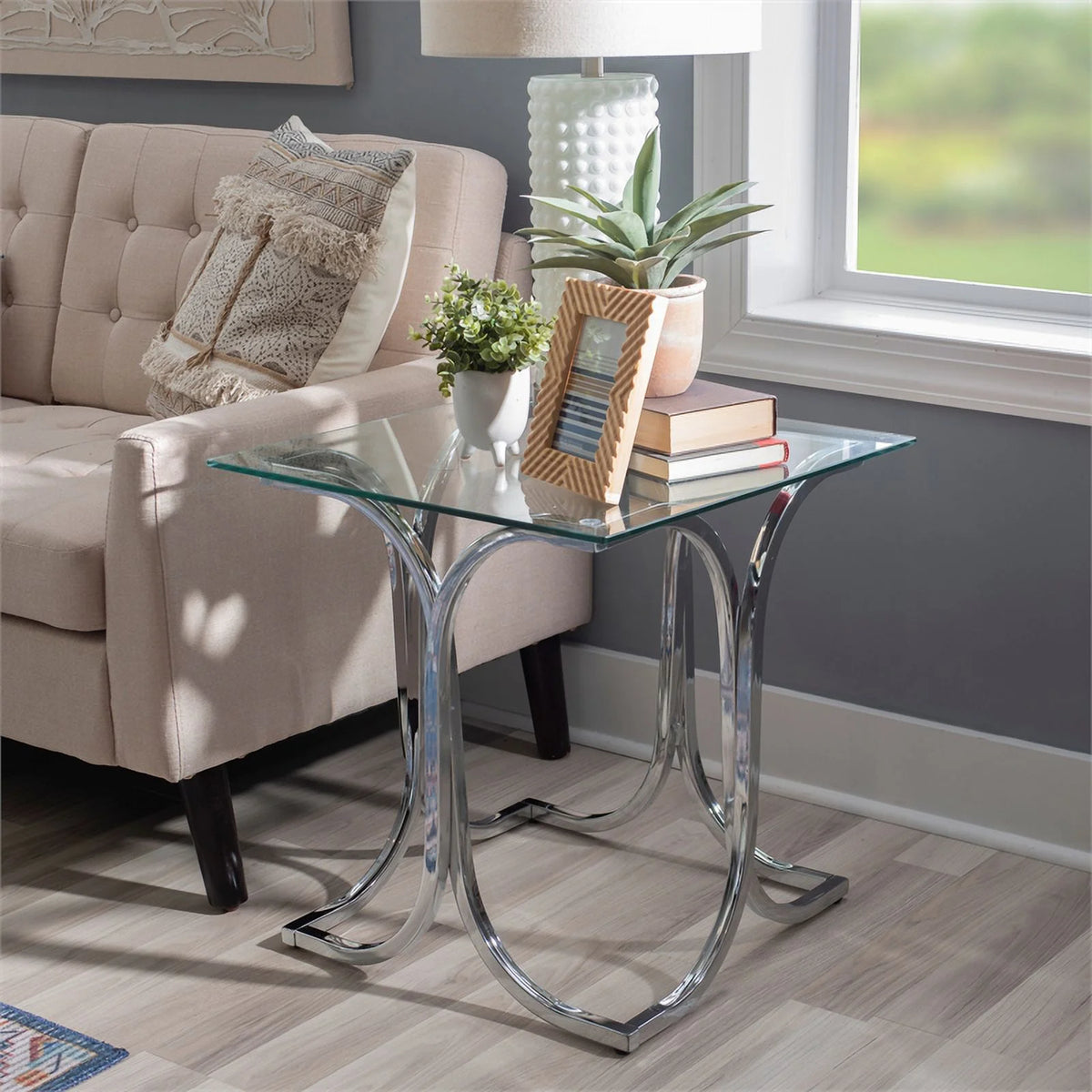 Glass Coffee and 2 End Table Set with Twisted Legs N108925