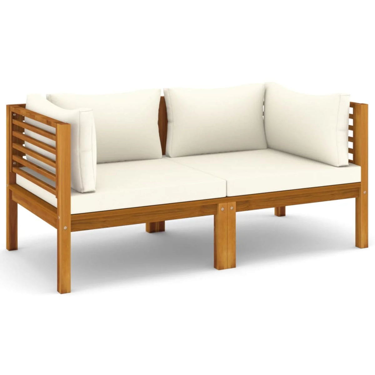 2-Seater Acacia Wood Patio Sofa with Cushion X41893