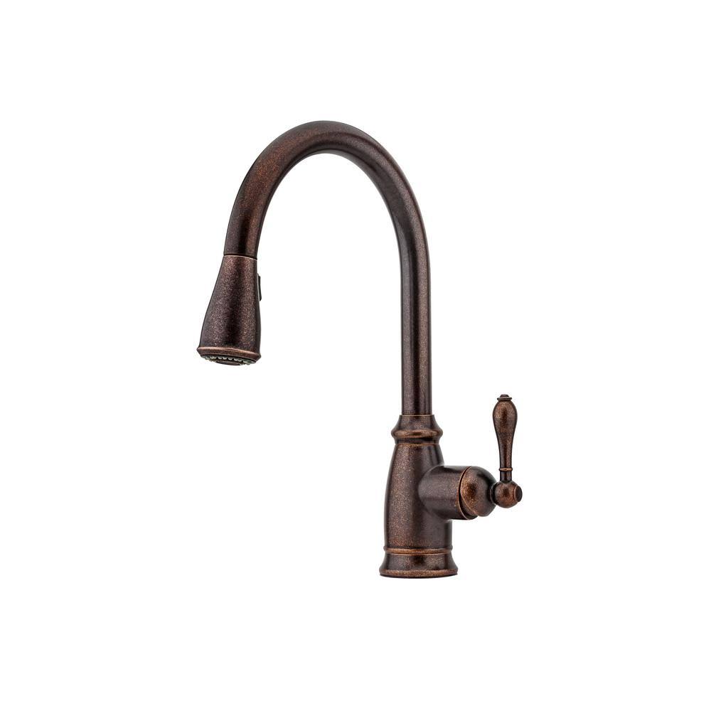 Rustic Bronze Single-Handle Pull-Down Sprayer Kitchen Faucet L61629