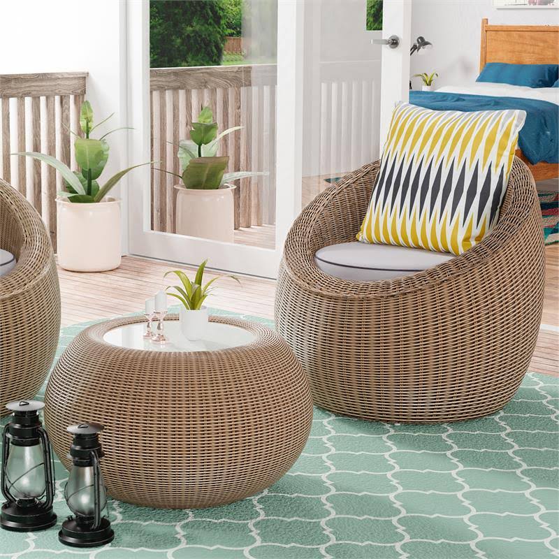 2-Piece Aluminum Patio Chair Set in Natural Brown R31011