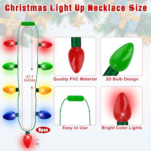 Light Up Christmas Necklace Headband Glasses Set Y82387