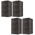 Espresso 3-Drawer Wicker Weave Storage Tower 4 Pack J964138