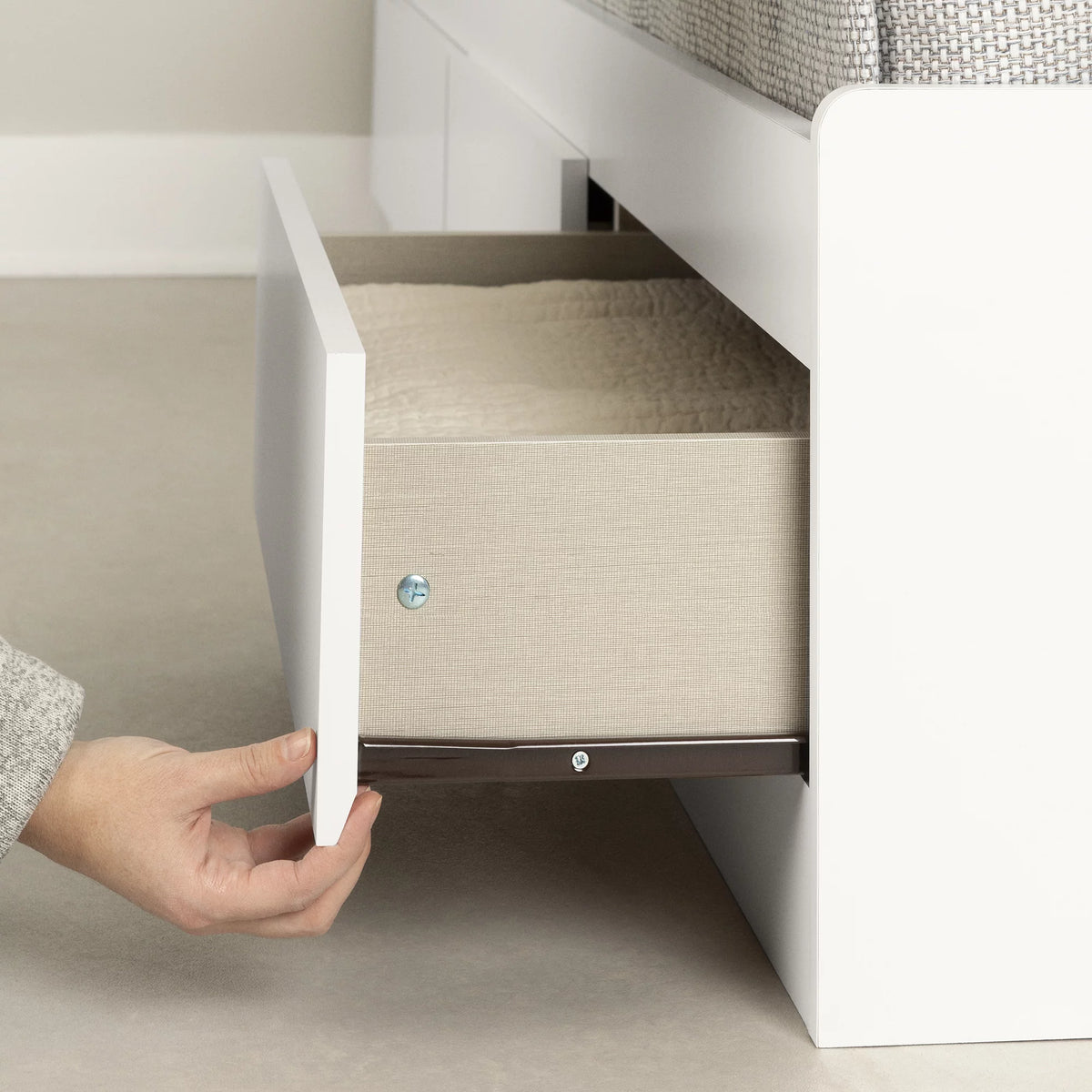 White Twin Metal Storage Bed I555