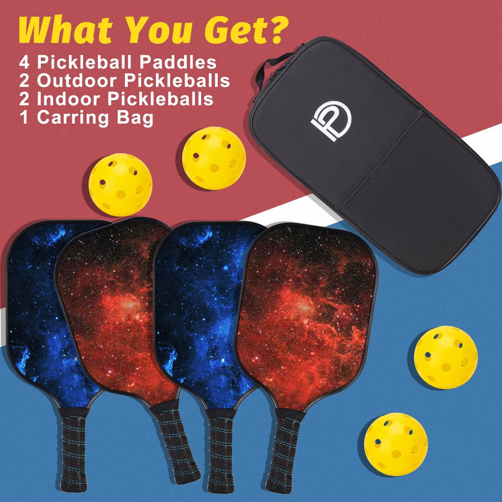 USAPA Approved Wood Pickleball Set with 4 Rackets, Bag, 4 Balls H931
