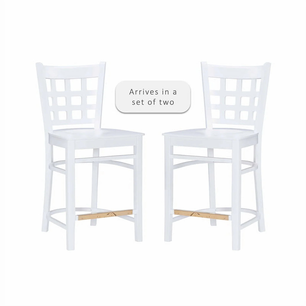 White Beech Wood Set of Two Counter Stools O91927