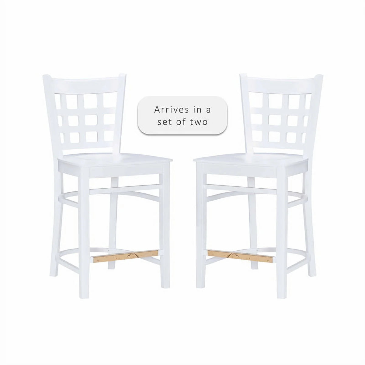 White Beech Wood Set of Two Counter Stools O91927