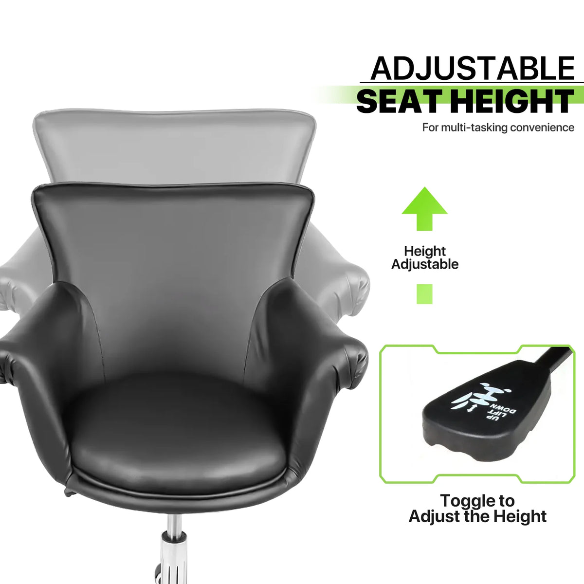Black Upholstered Desk Chair with Wheels R90928