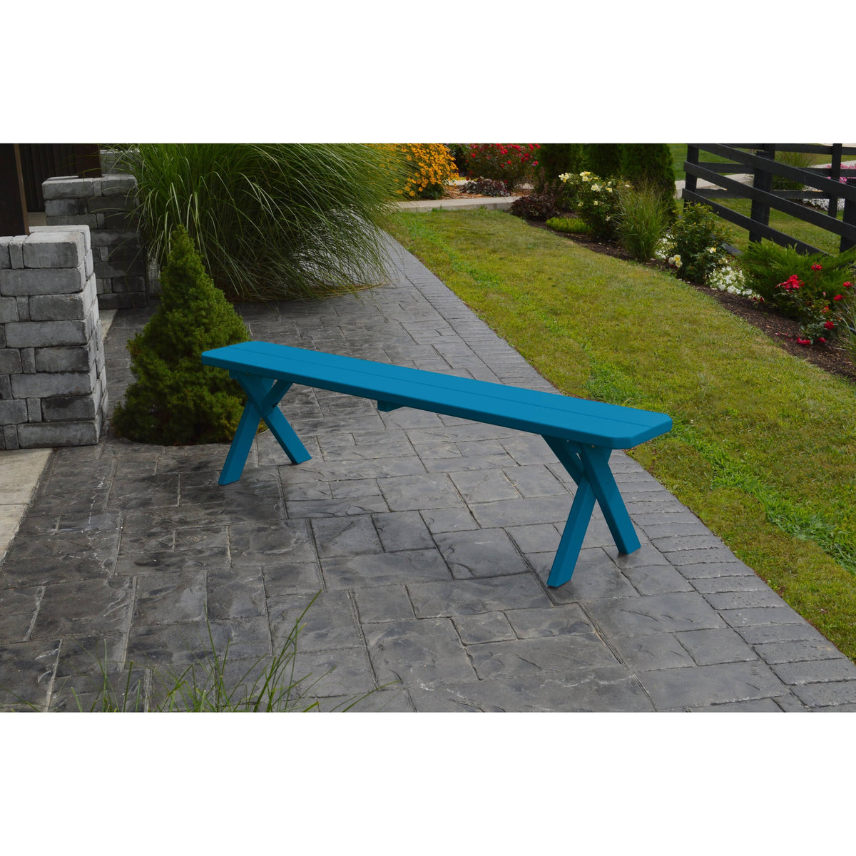 Caribbean Blue Crossleg Bench D506367