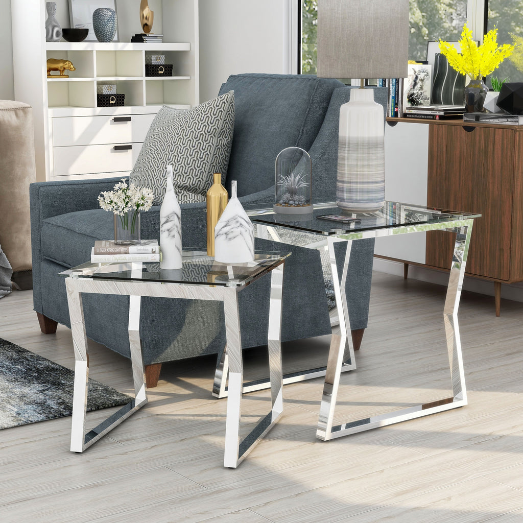 Glass Top 2-Piece Nesting Tables Set W892