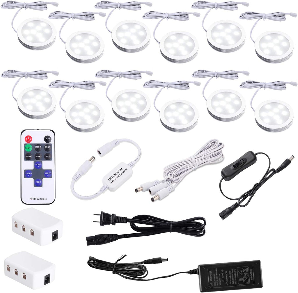 12 kit Warm White Plug in LED Puck Lights with Remote Control E235