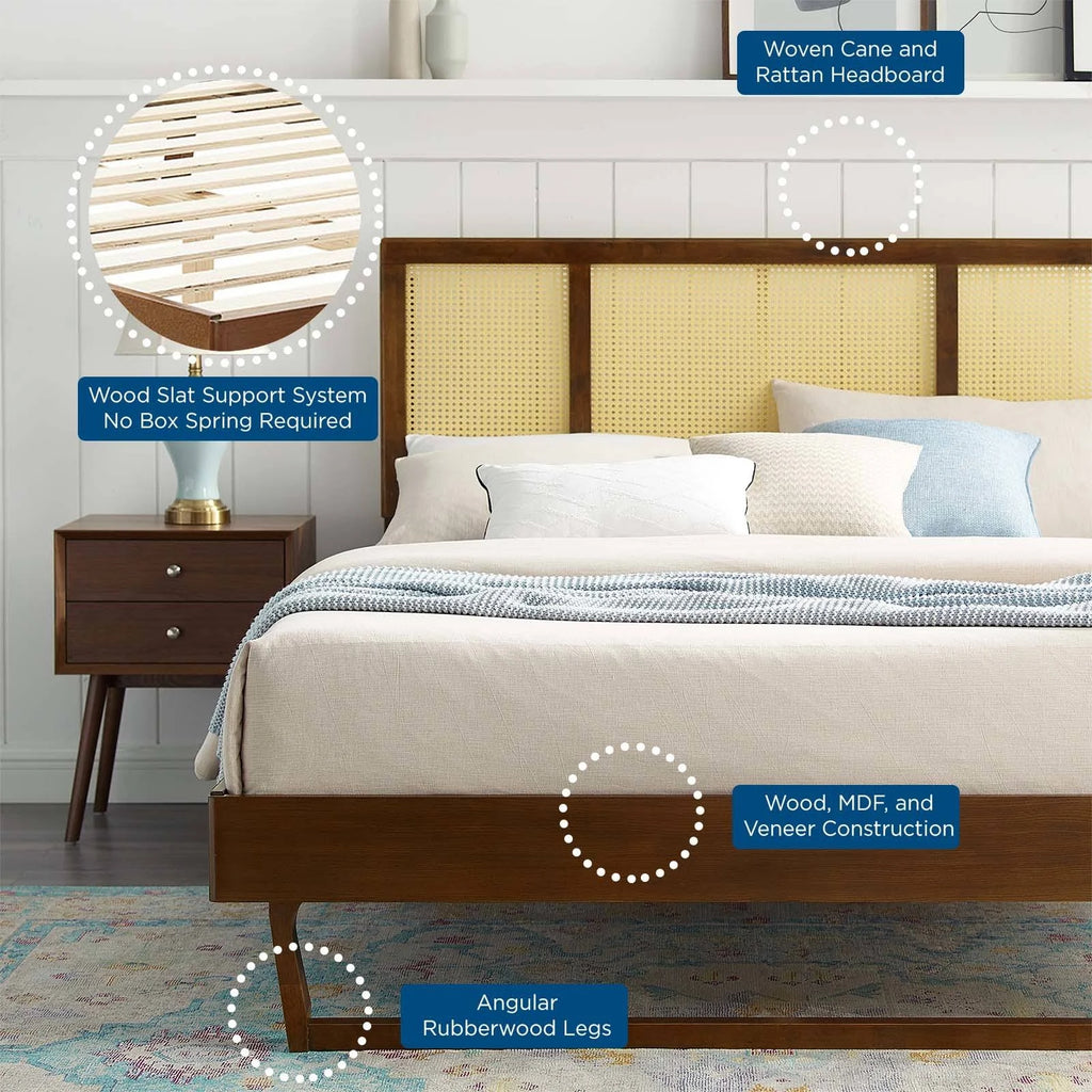 Walnut Full Platform Bed with Angular Legs X229228