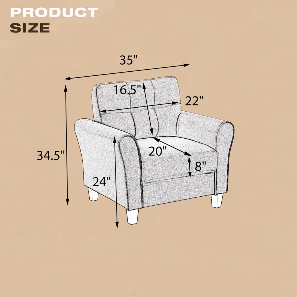 Light Grey-Blue Linen Upholstered Armchair A88705