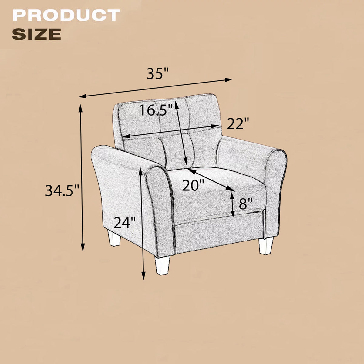 Light Grey-Blue Linen Upholstered Armchair A88705