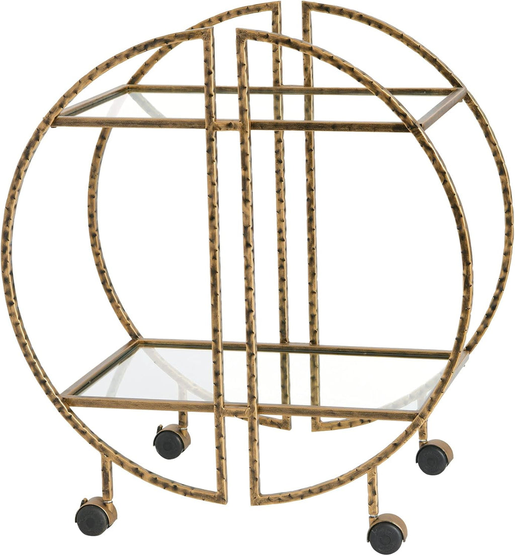 Hammered Brass Round Bar Cart B1195