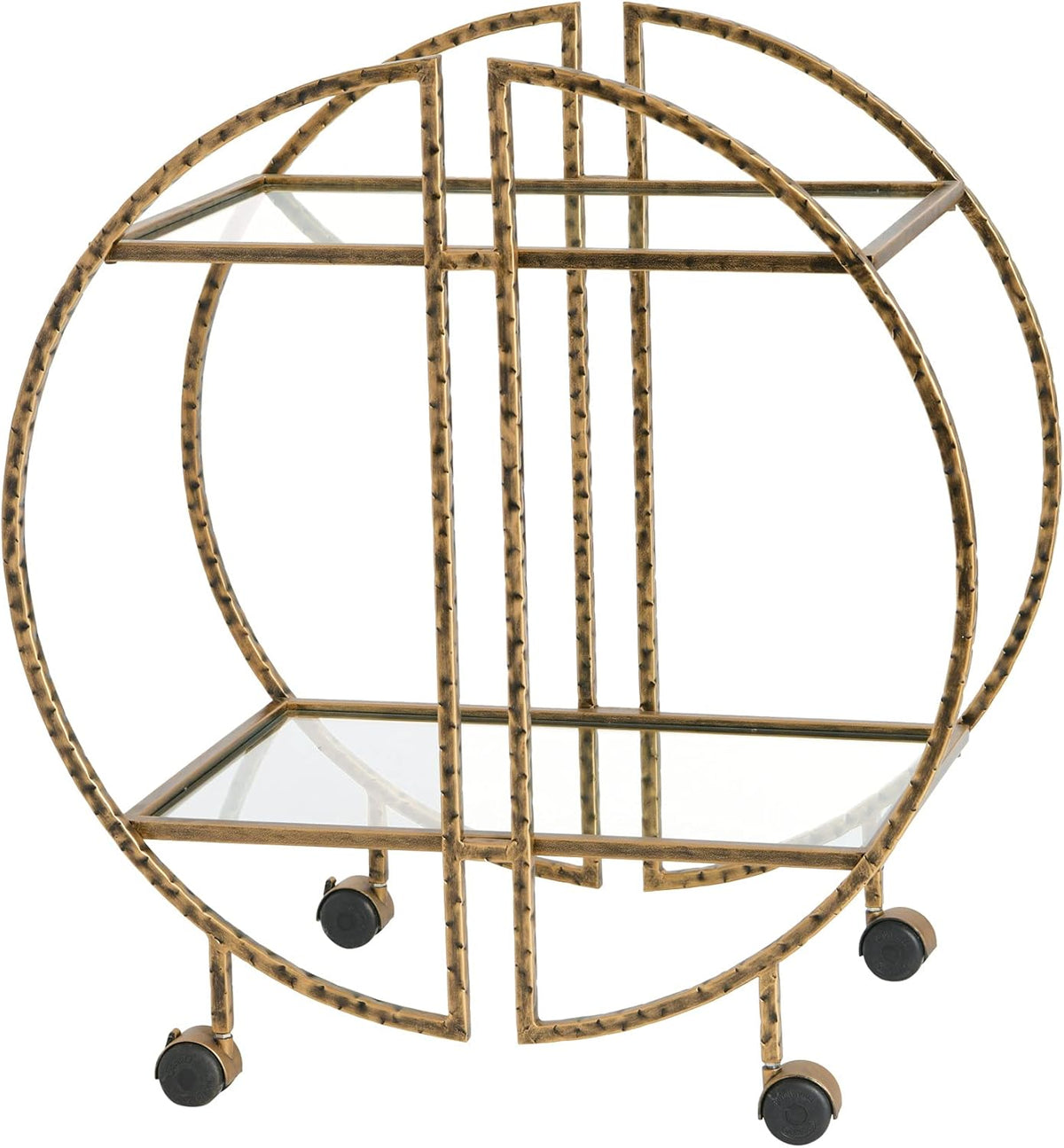 Hammered Brass Round Bar Cart B1195