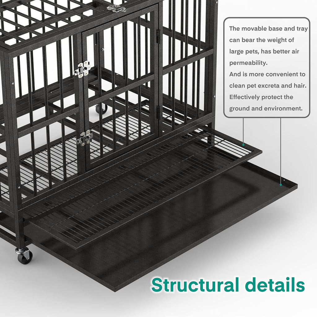 36 Heavy Duty Metal Dog Kennel and Crate, Double Door, Black M3435