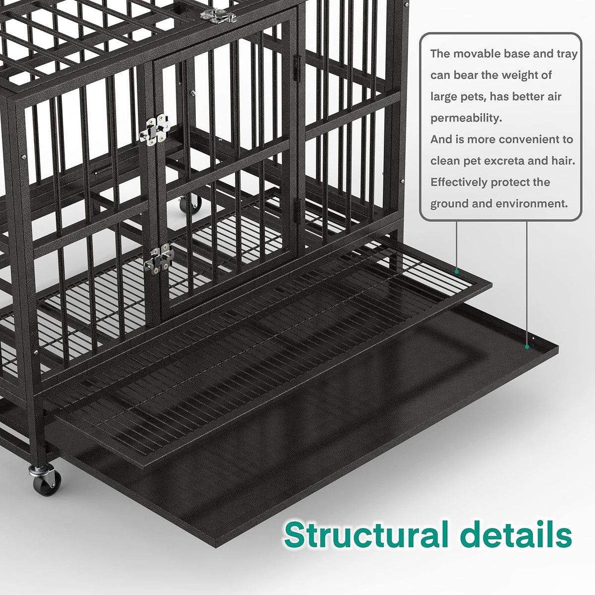 36 Heavy Duty Metal Dog Kennel and Crate, Double Door, Black M3435