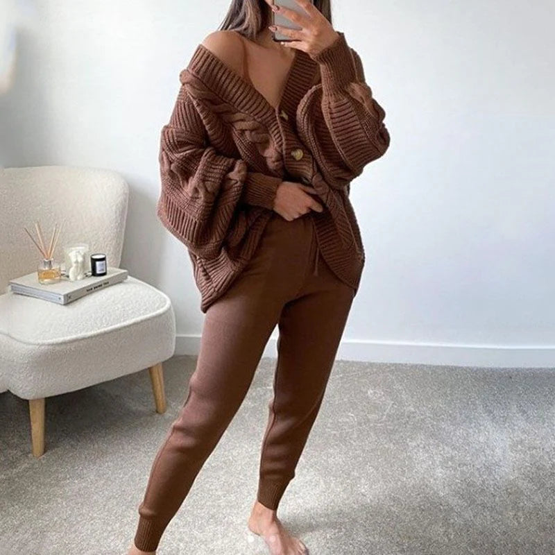 Chunky Knit Sweater and Pants Set K1110