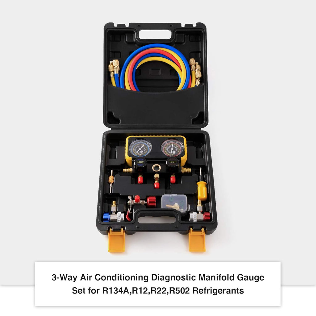 AC Manifold Gauge Set for R134a R12 R22 R502 Refrigerants with 5' Hose V702718