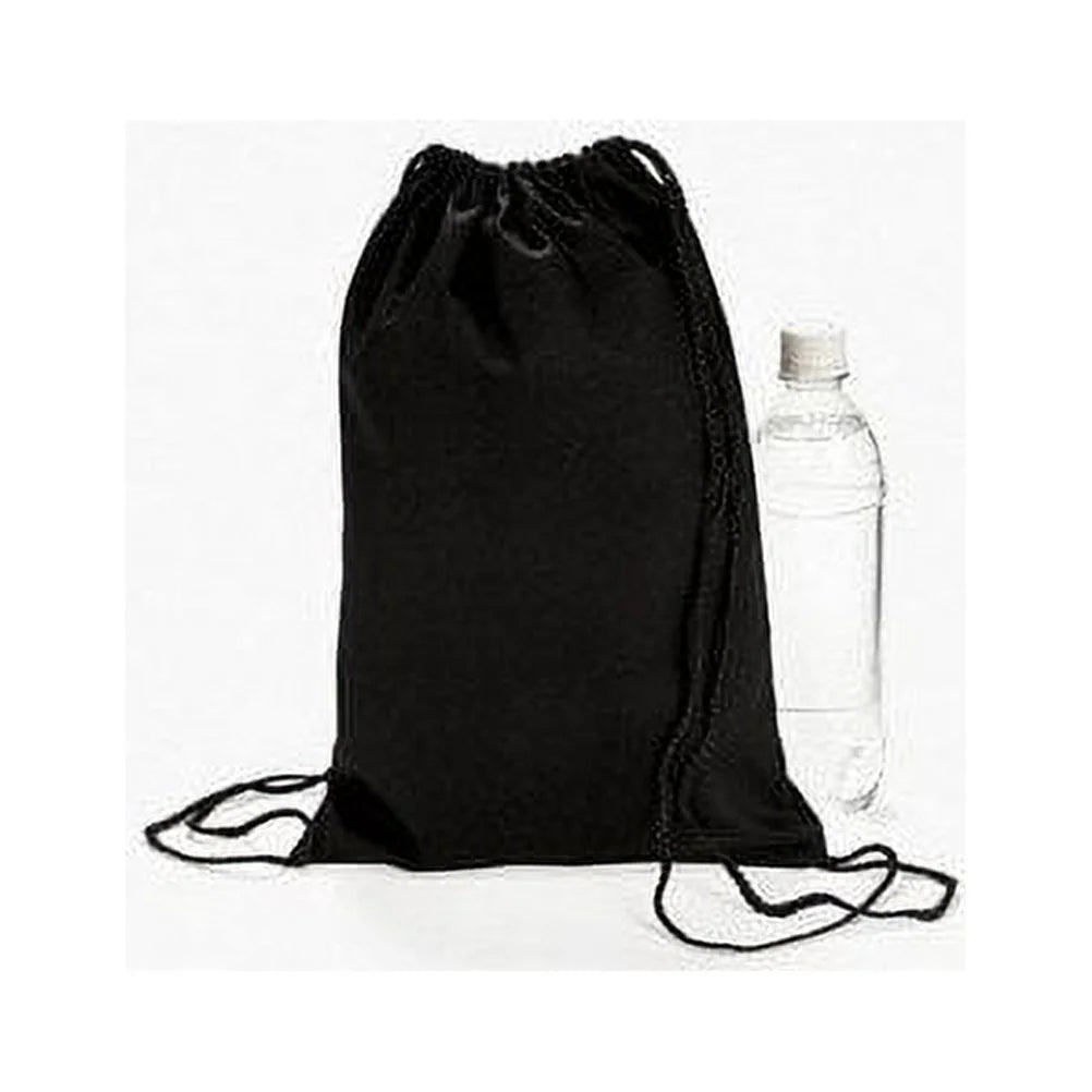 Black Canvas Drawstring Backpacks 12 Pieces N32220