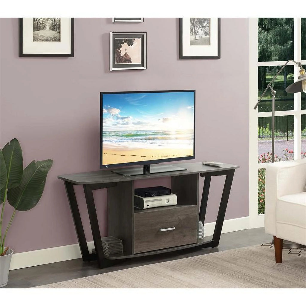 60-inch One-Drawer TV Stand with Shelves Gray Wood Finish P503398