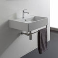 White Ceramic Rectangular Wall Mount Bathroom Sink with Overflow R914822
