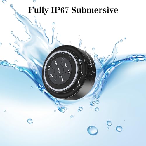 Bluetooth Shower Speaker with Suction Cup, IP67 Waterproof Speaker with LED Light B413
