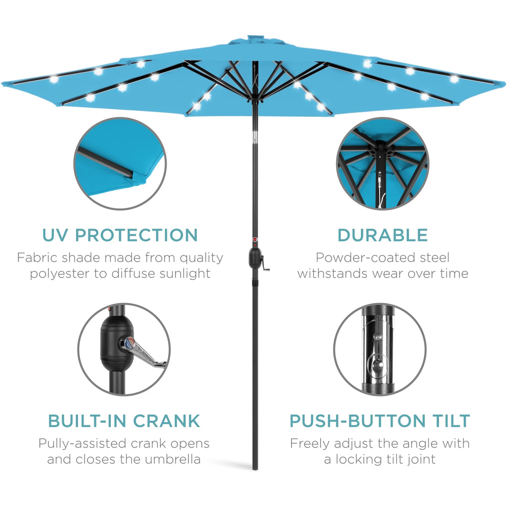 10ft Solar LED Lighted Patio Umbrella with Tilt Adjustment W534262