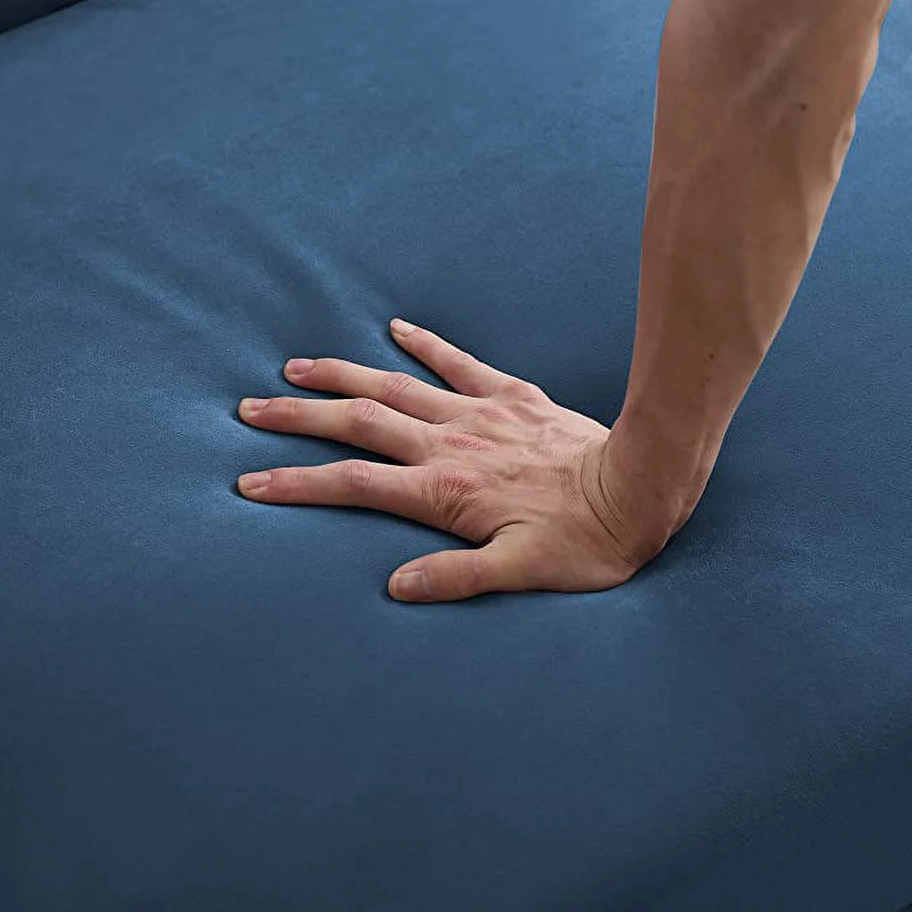 Deep Blue Velvet Futon Sofa Bed with Tapered Legs X58987