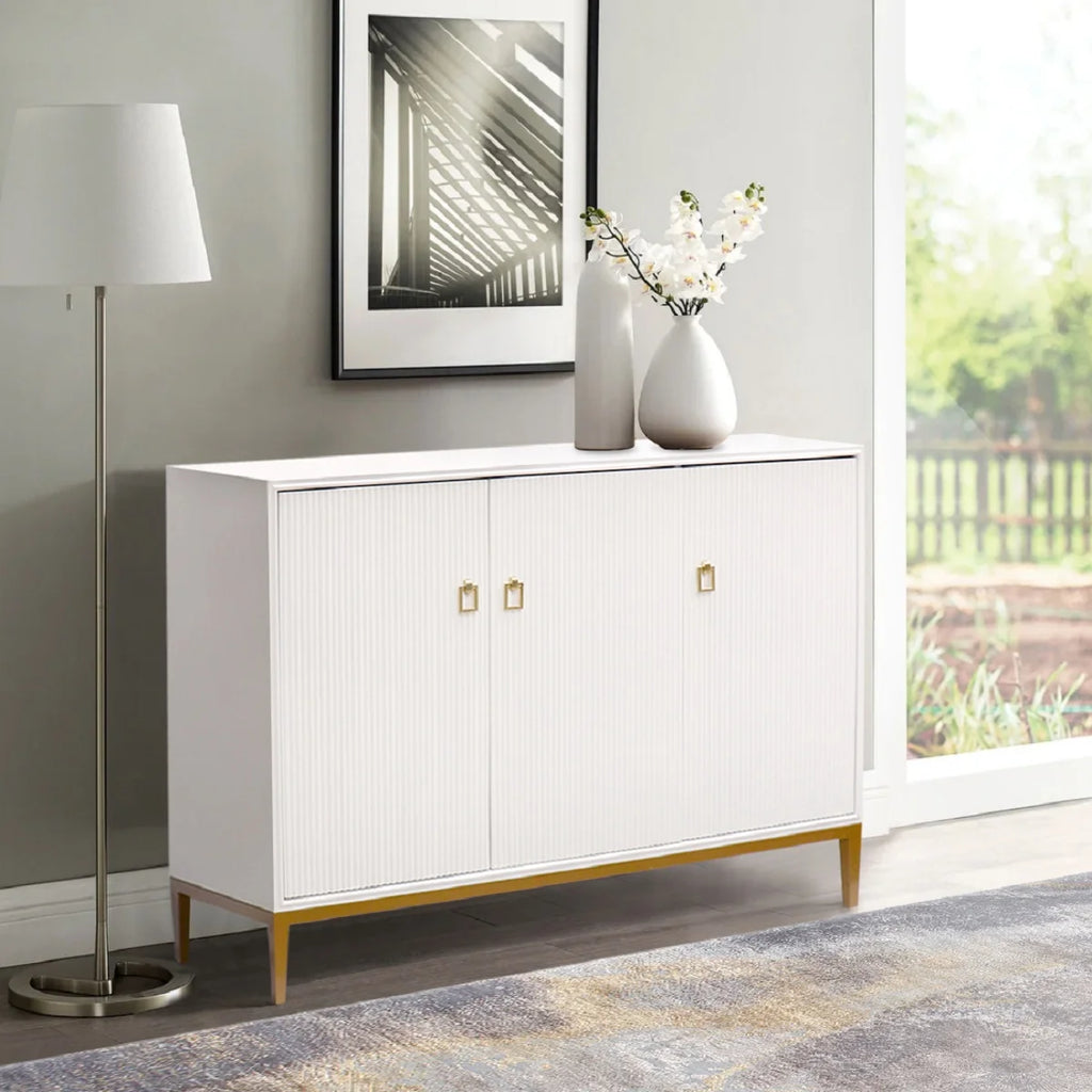 Ivory 3 Door Sideboard with Bronze Metal Frame O79965