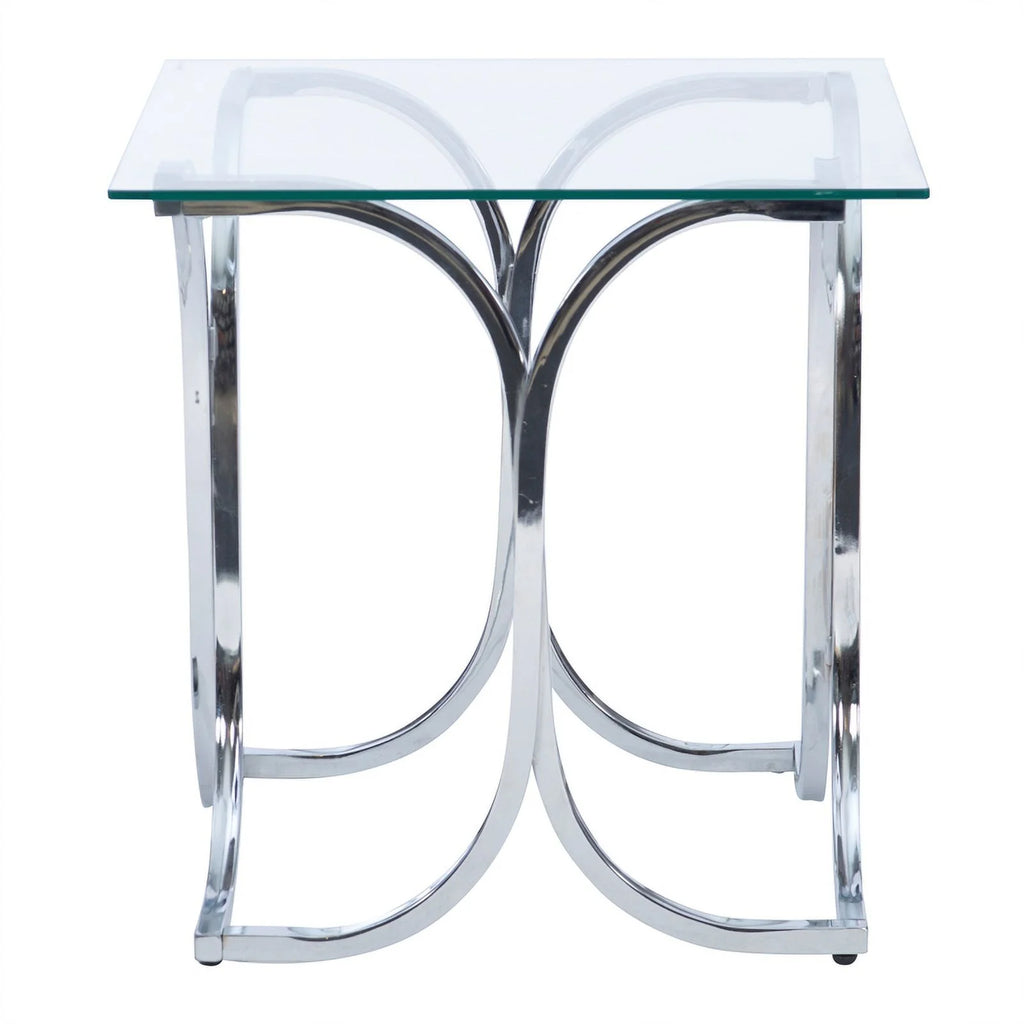 Glass Coffee and 2 End Table Set with Twisted Legs N108925