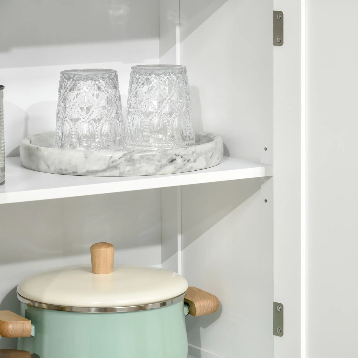 63" White 4-Door Storage Cabinet with Hutch O661