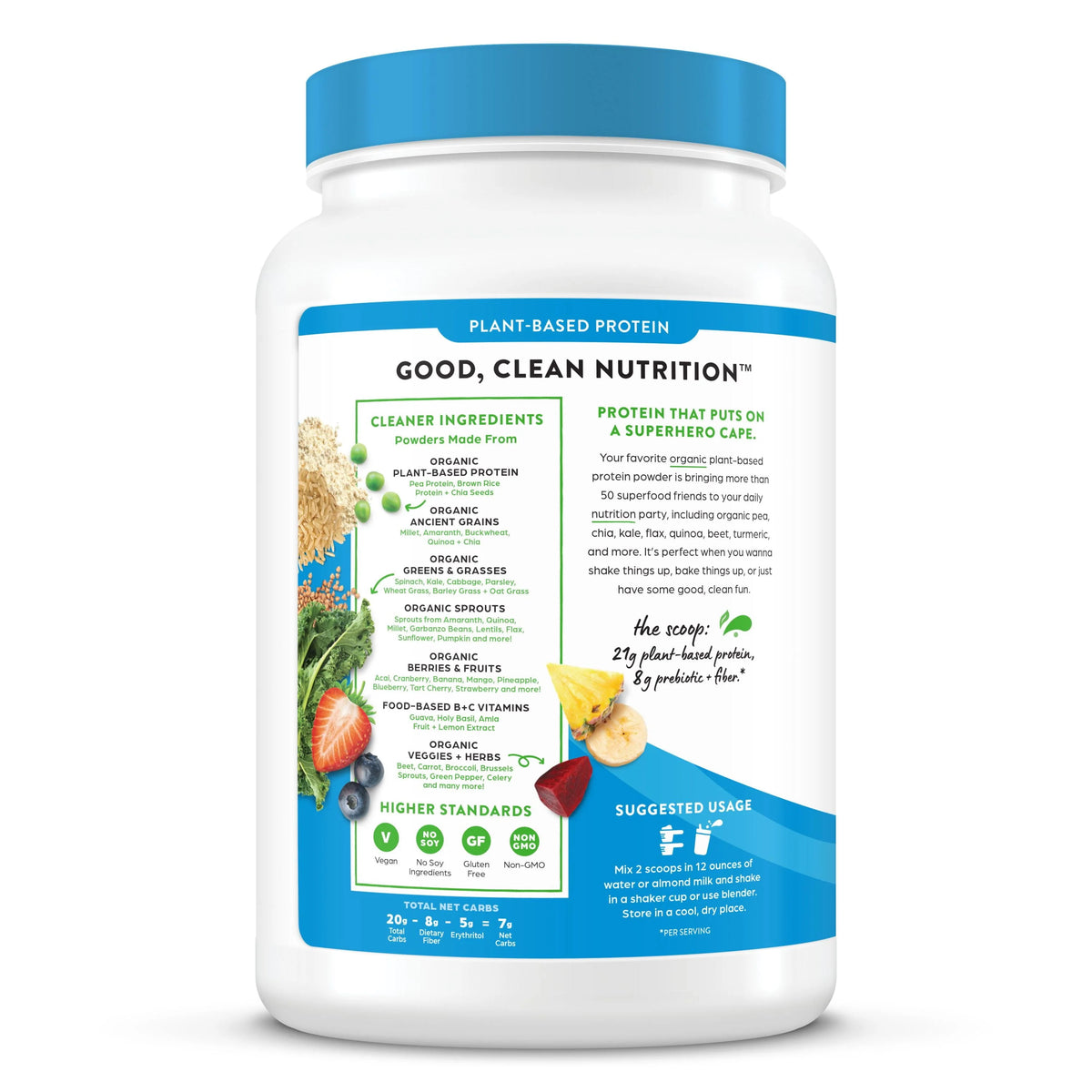 Organic Plant Based Protein Superfoods Powder Vanilla Bean 2.02 lb X591349